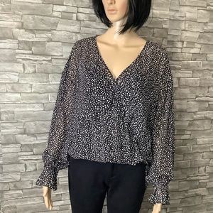 AllSaints XS NWT Black with white spots. Puff Long sleeve. (W761)